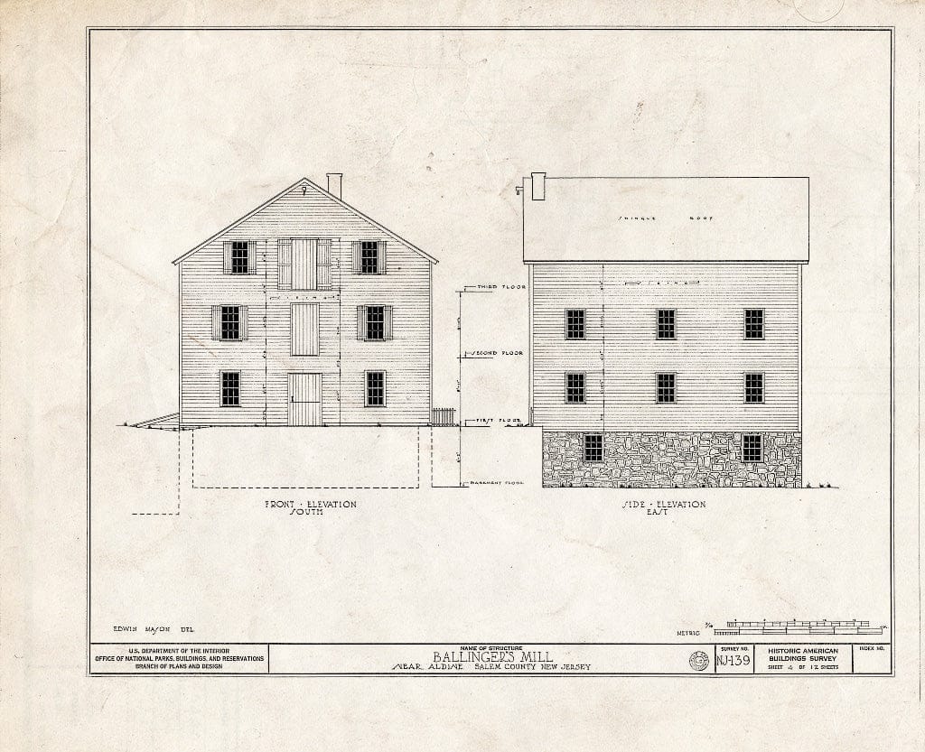 Blueprint HABS NJ,17-ALD.V,1- (Sheet 4 of 12) - Newkirk-Ballingers Mill & Houses, Tonard Road, Aldine, Salem County, NJ