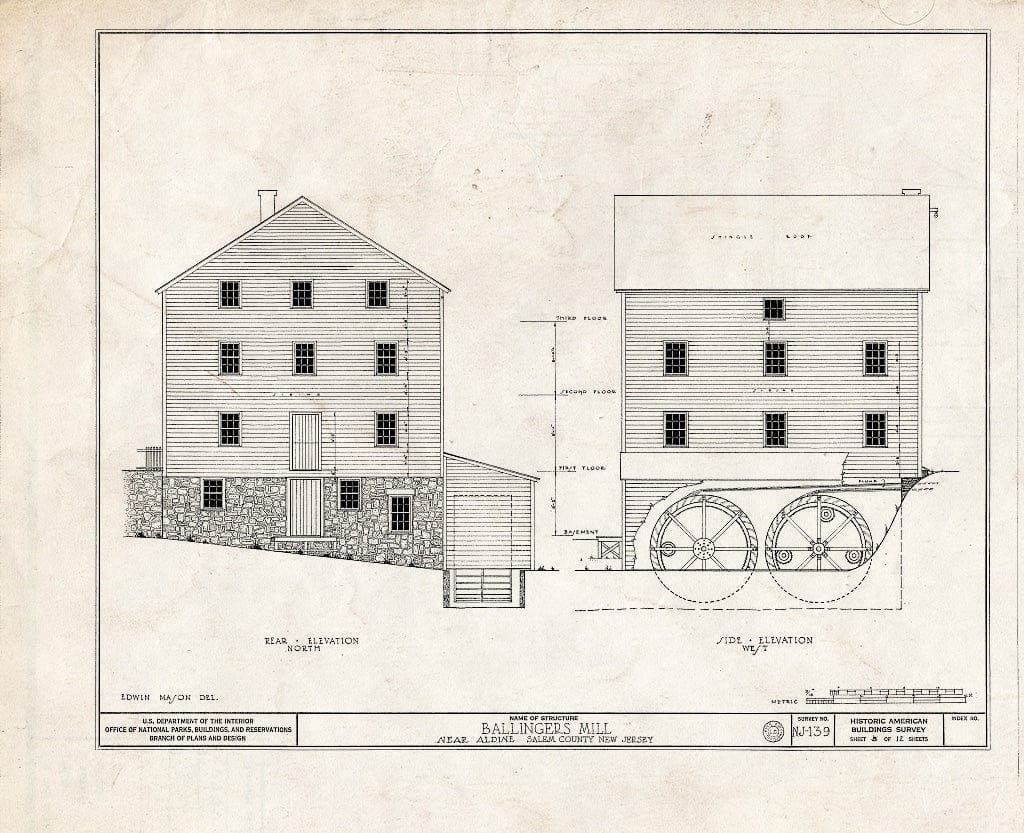 Blueprint HABS NJ,17-ALD.V,1- (Sheet 5 of 12) - Newkirk-Ballingers Mill & Houses, Tonard Road, Aldine, Salem County, NJ