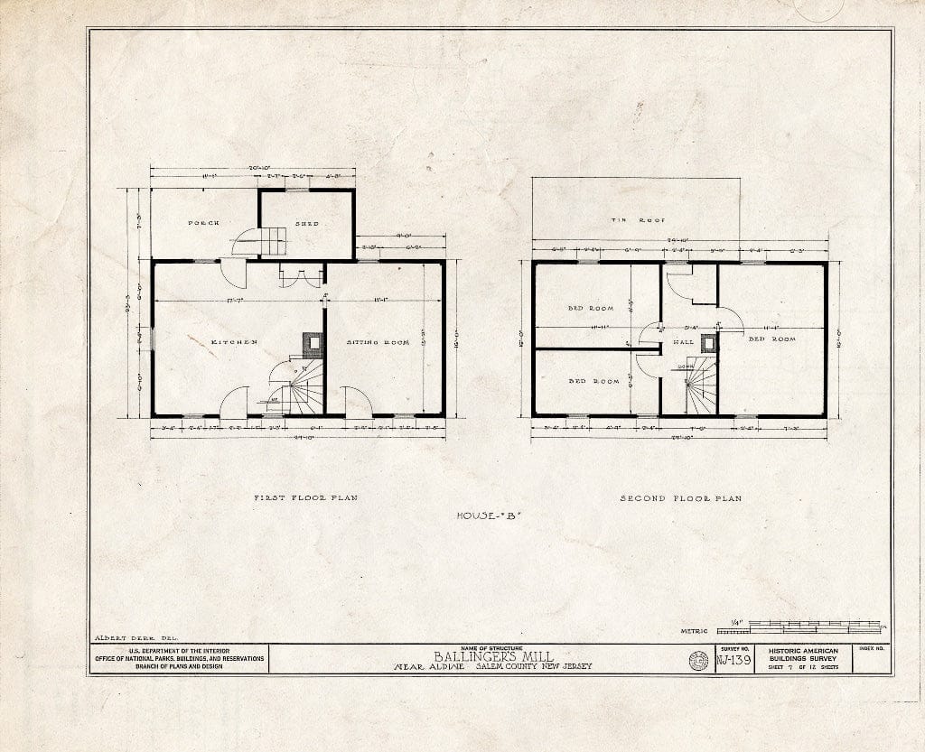 Blueprint HABS NJ,17-ALD.V,1- (Sheet 7 of 12) - Newkirk-Ballingers Mill & Houses, Tonard Road, Aldine, Salem County, NJ