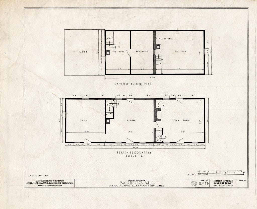 Blueprint HABS NJ,17-ALD.V,1- (Sheet 9 of 12) - Newkirk-Ballingers Mill & Houses, Tonard Road, Aldine, Salem County, NJ