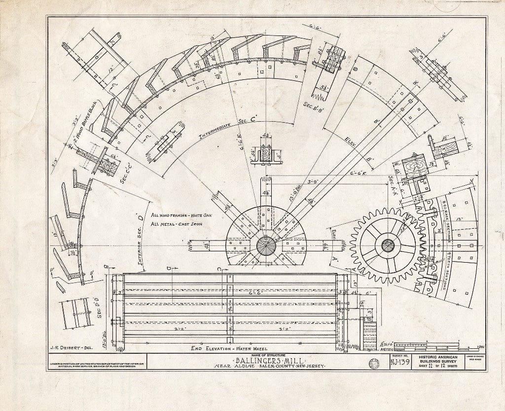 Blueprint HABS NJ,17-ALD.V,1- (Sheet 11 of 12) - Newkirk-Ballingers Mill & Houses, Tonard Road, Aldine, Salem County, NJ