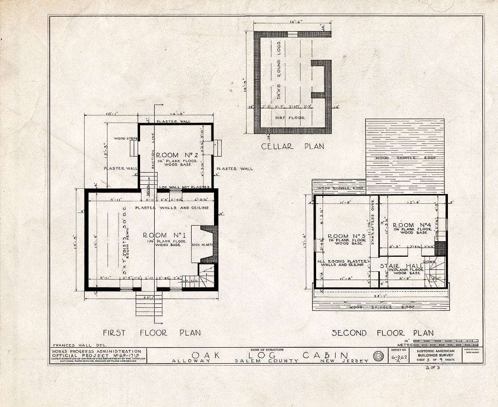 Blueprint HABS NJ,17-ALLO,1- (Sheet 2 of 3) - Holme-Reeves House, Alloway, Salem County, NJ
