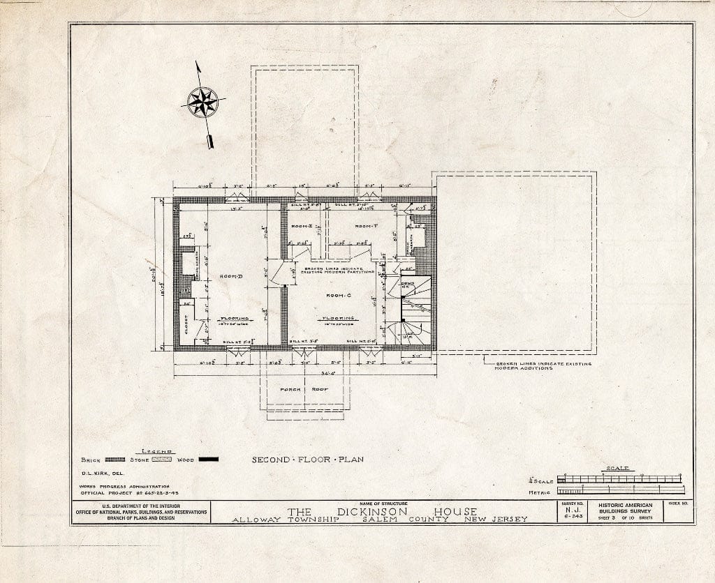 Blueprint HABS NJ,17-OAKL,1- (Sheet 3 of 10) - Dickinson House, Alloway, Salem County, NJ
