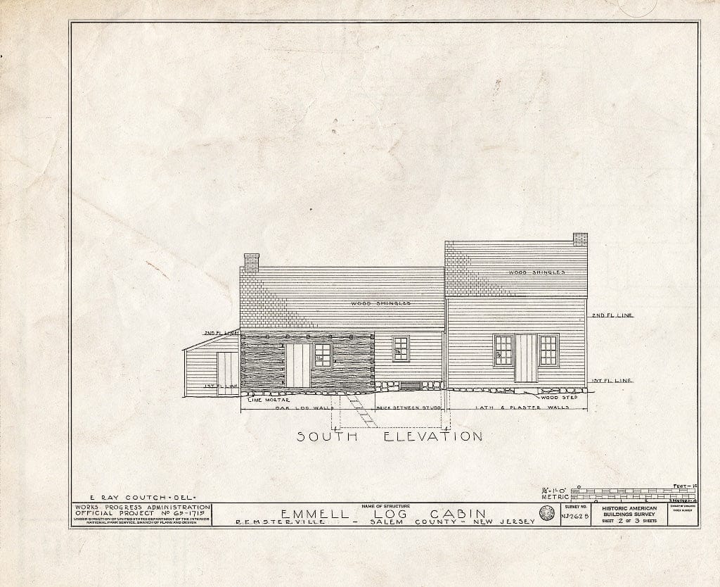 Blueprint HABS NJ,17-ALLO.V,2- (Sheet 2 of 3) - Emmell Log Cabin, Elmer Road, Alloway, Salem County, NJ