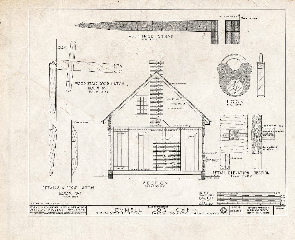 Blueprint HABS NJ,17-ALLO.V,2- (Sheet 3 of 3) - Emmell Log Cabin, Elmer Road, Alloway, Salem County, NJ