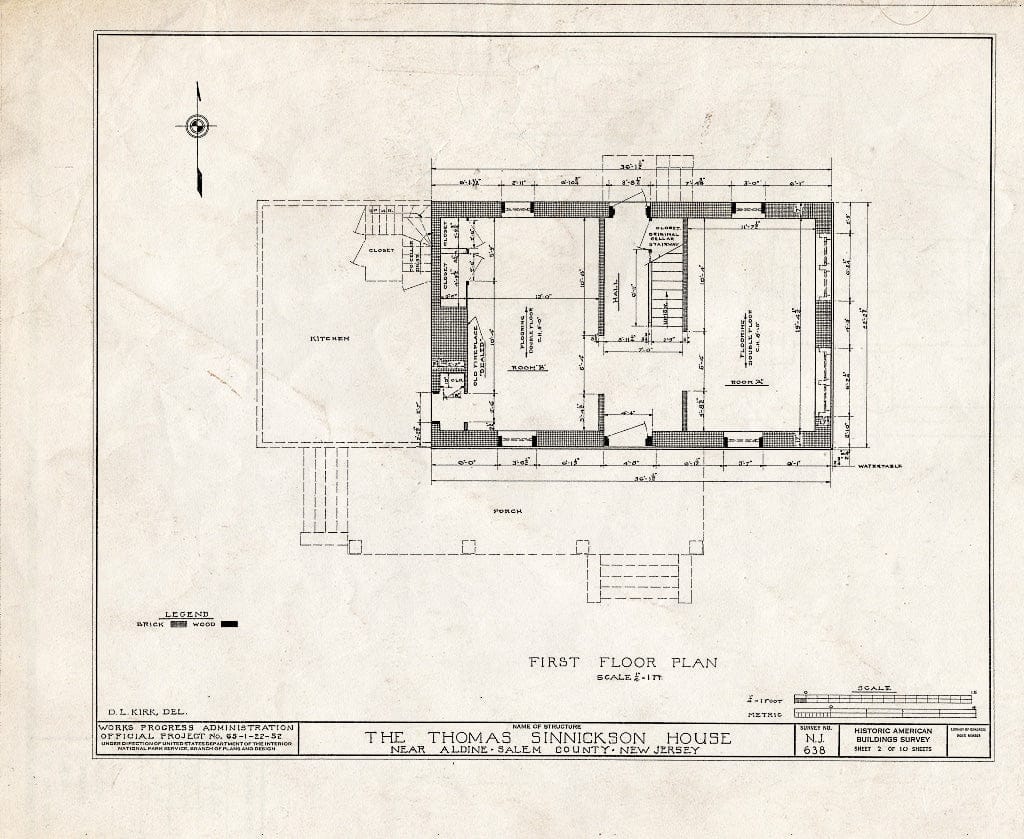 Blueprint HABS NJ,17-ALD.V,2- (Sheet 2 of 10) - Thomas Sinnickson House, Aldine, Salem County, NJ