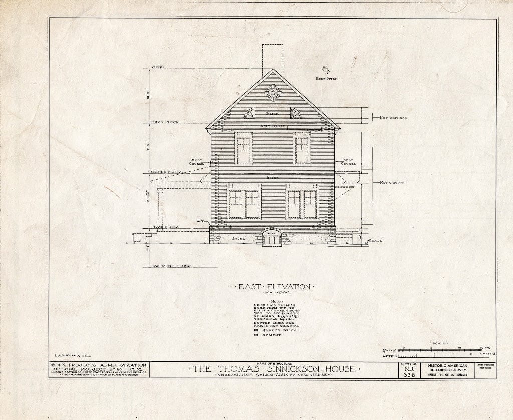 Blueprint HABS NJ,17-ALD.V,2- (Sheet 6 of 10) - Thomas Sinnickson House, Aldine, Salem County, NJ