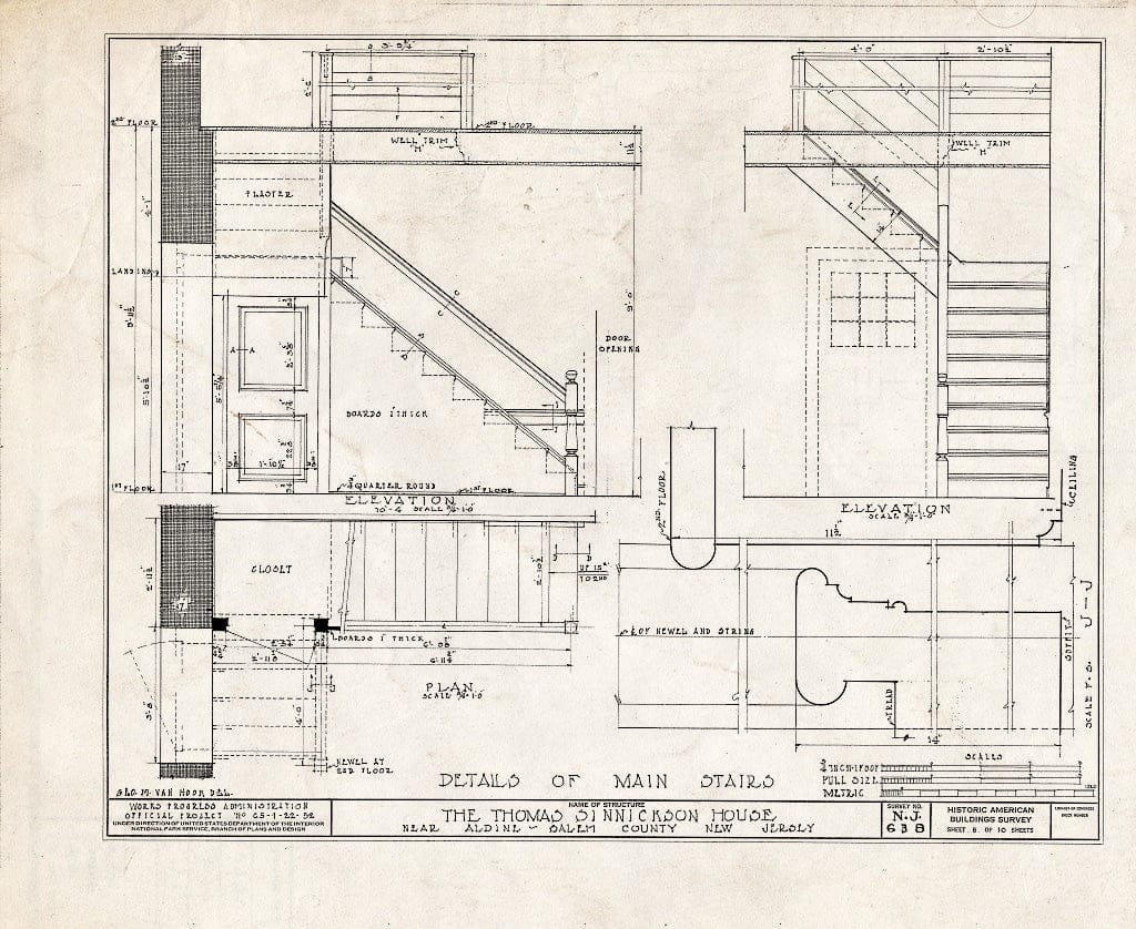 Blueprint HABS NJ,17-ALD.V,2- (Sheet 8 of 10) - Thomas Sinnickson House, Aldine, Salem County, NJ