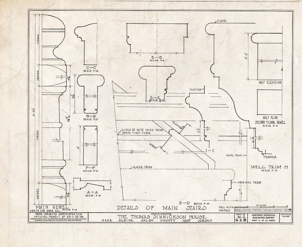 Blueprint HABS NJ,17-ALD.V,2- (Sheet 9 of 10) - Thomas Sinnickson House, Aldine, Salem County, NJ
