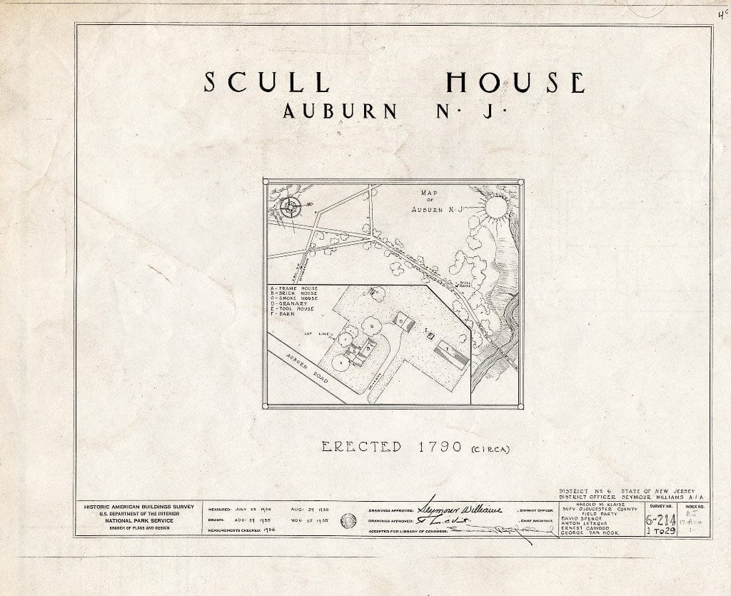Blueprint HABS NJ,17-AUB,1- (Sheet 0 of 29) - Scull House, Auburn Road, Auburn, Salem County, NJ