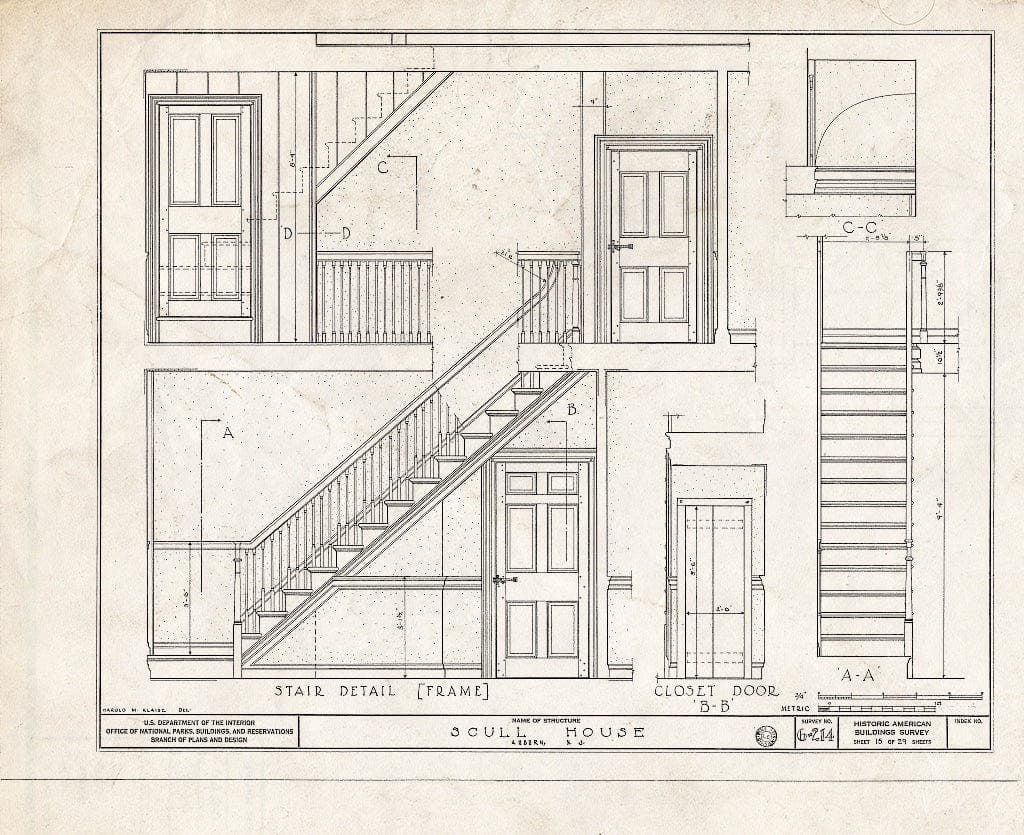 Blueprint HABS NJ,17-AUB,1- (Sheet 15 of 29) - Scull House, Auburn Road, Auburn, Salem County, NJ