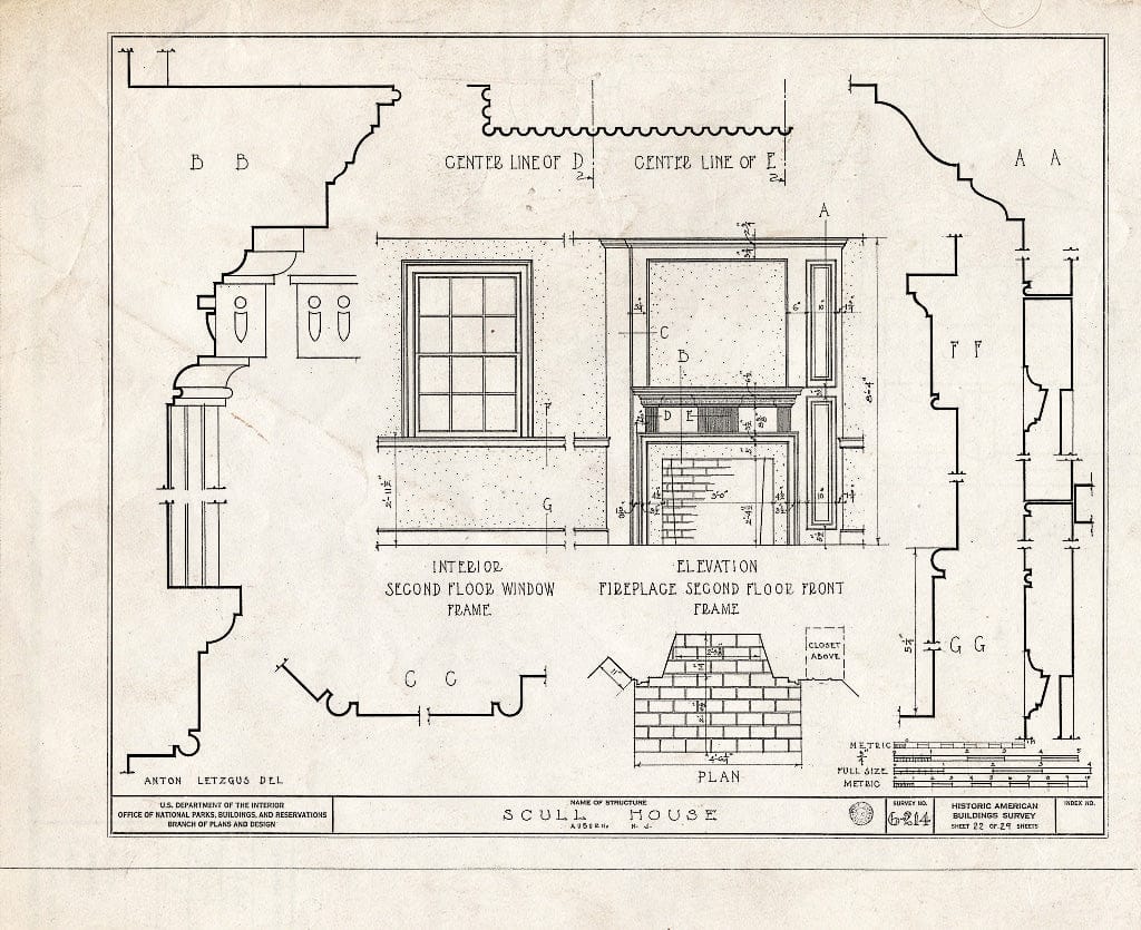Blueprint HABS NJ,17-AUB,1- (Sheet 22 of 29) - Scull House, Auburn Road, Auburn, Salem County, NJ