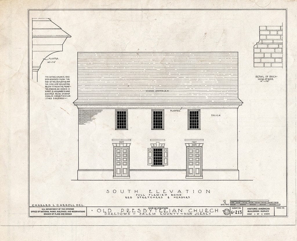 Blueprint HABS NJ,17-DARTO,1- (Sheet 1 of 6) - Old Pittsgrove Presbyterian Church, Aldine Road, Daretown, Salem County, NJ
