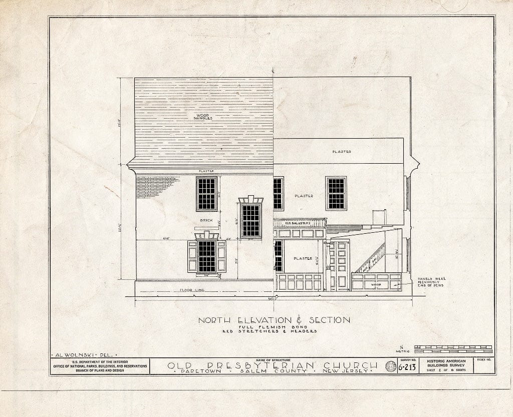 Blueprint HABS NJ,17-DARTO,1- (Sheet 2 of 6) - Old Pittsgrove Presbyterian Church, Aldine Road, Daretown, Salem County, NJ
