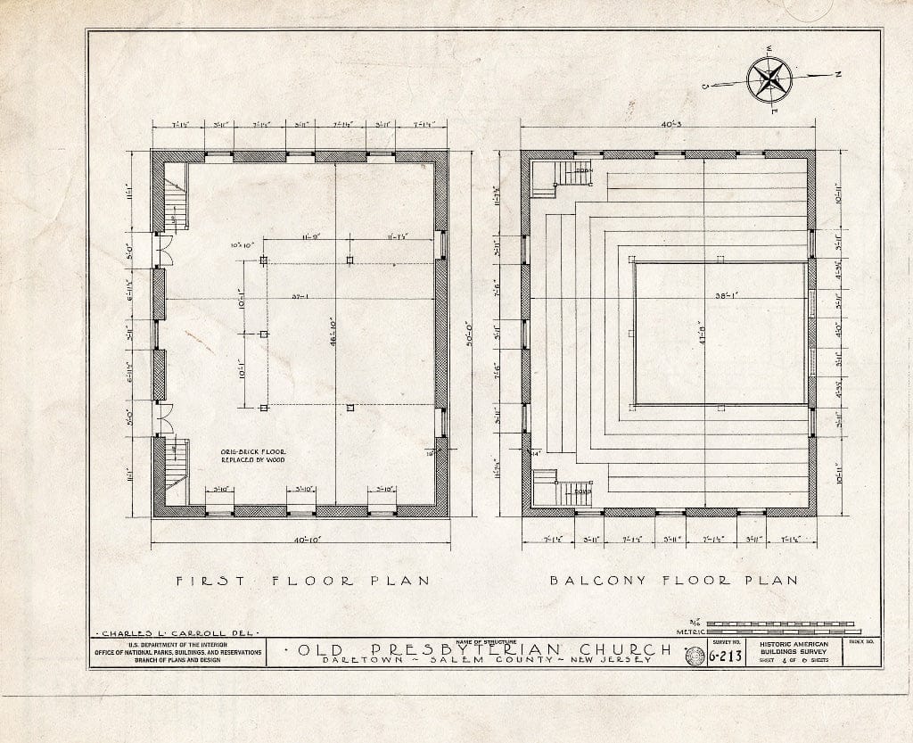 Blueprint HABS NJ,17-DARTO,1- (Sheet 4 of 6) - Old Pittsgrove Presbyterian Church, Aldine Road, Daretown, Salem County, NJ
