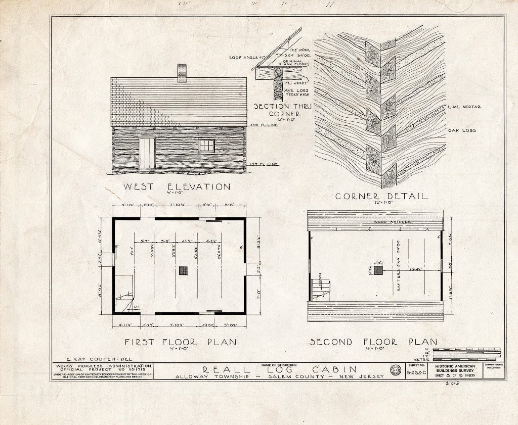 Blueprint HABS NJ,17-FRIBU.V,1- (Sheet 1 of 1) - Mench-Reall Log Cabin, Friesburg, Salem County, NJ
