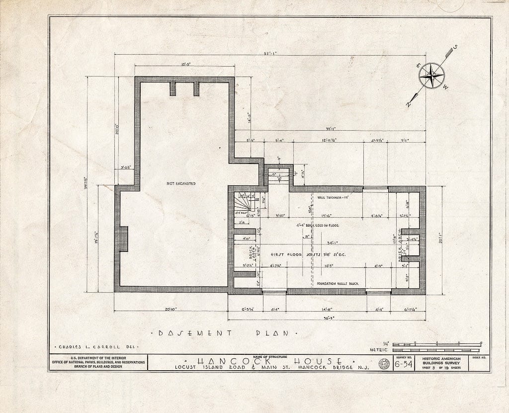 Blueprint HABS NJ,17-HANBR,1- (Sheet 5 of 19) - Hancock House, Locust Island Road & Main Street, Hancocks Bridge, Salem County, NJ