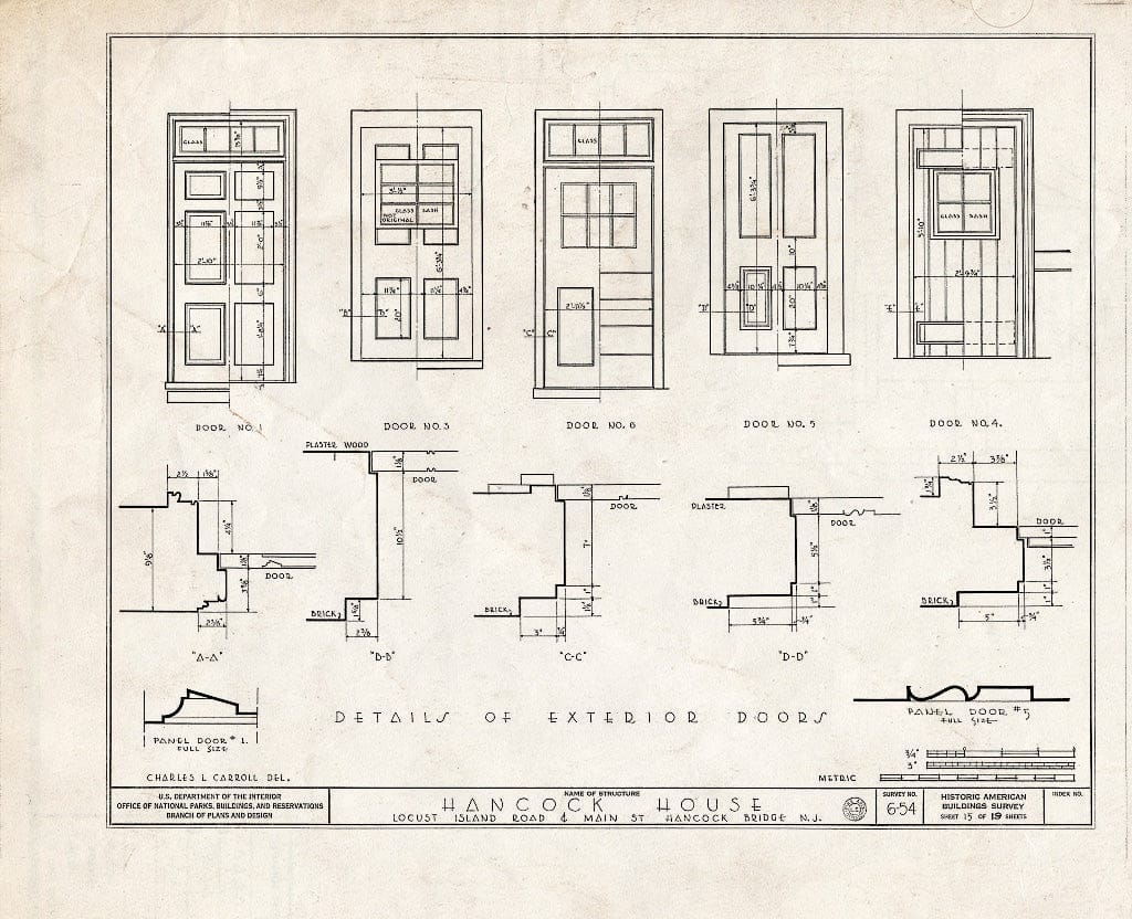 Blueprint HABS NJ,17-HANBR,1- (Sheet 15 of 19) - Hancock House, Locust Island Road & Main Street, Hancocks Bridge, Salem County, NJ