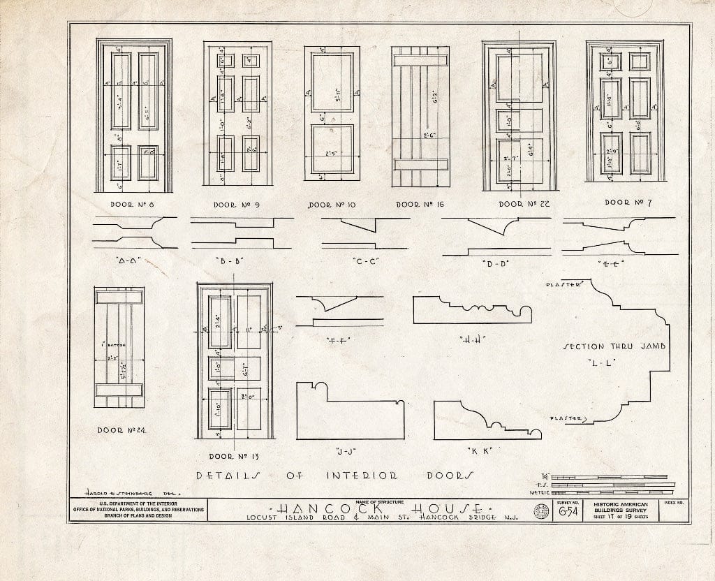 Blueprint HABS NJ,17-HANBR,1- (Sheet 17 of 19) - Hancock House, Locust Island Road & Main Street, Hancocks Bridge, Salem County, NJ