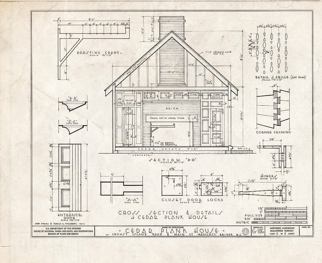 Blueprint HABS NJ,17-HANBR,2- (Sheet 2 of 2) - Cedar Plank House, Locust Island Road & Main Street, Hancocks Bridge, Salem County, NJ