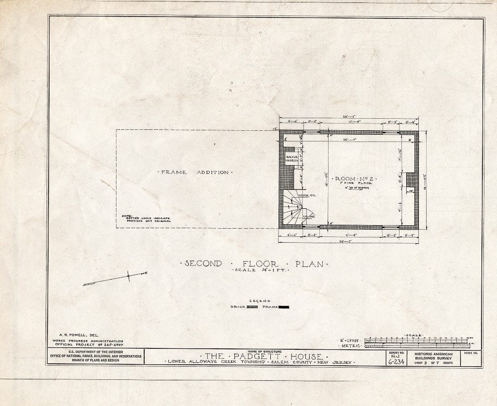 Blueprint HABS NJ,17-HANBR.V,1- (Sheet 3 of 7) - Stretch-Padgett House, Alloway, Salem County, NJ