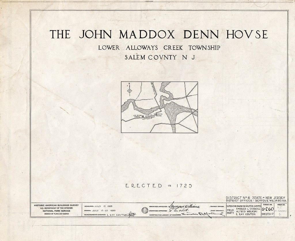 Blueprint HABS NJ,17-HANBR.V,2- (Sheet 0 of 7) - John Maddox Denn House, Alloway, Salem County, NJ