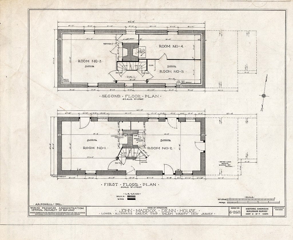 Blueprint HABS NJ,17-HANBR.V,2- (Sheet 2 of 7) - John Maddox Denn House, Alloway, Salem County, NJ