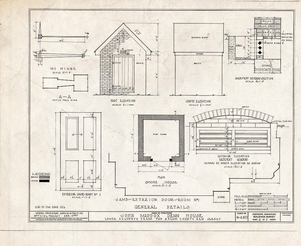 Blueprint HABS NJ,17-HANBR.V,2- (Sheet 7 of 7) - John Maddox Denn House, Alloway, Salem County, NJ