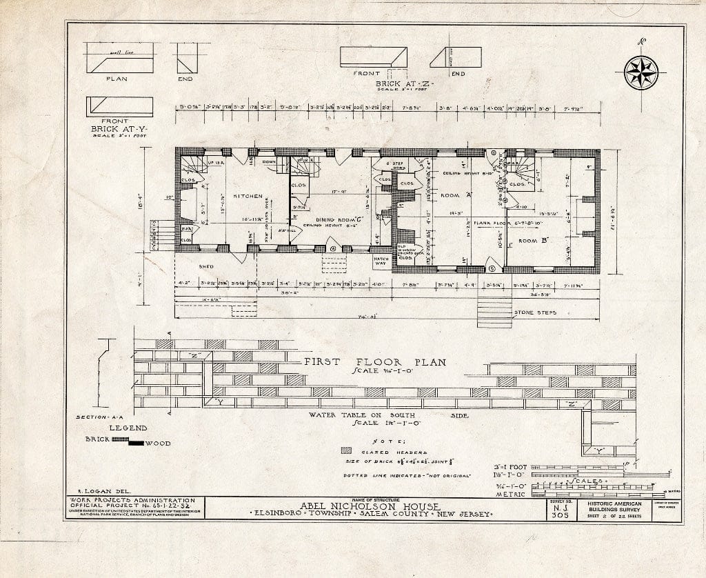 Blueprint HABS NJ,17-HANBR.V,3- (Sheet 2 of 22) - Nicholson (ABEL) House, Hancocks Bridge, Salem County, NJ