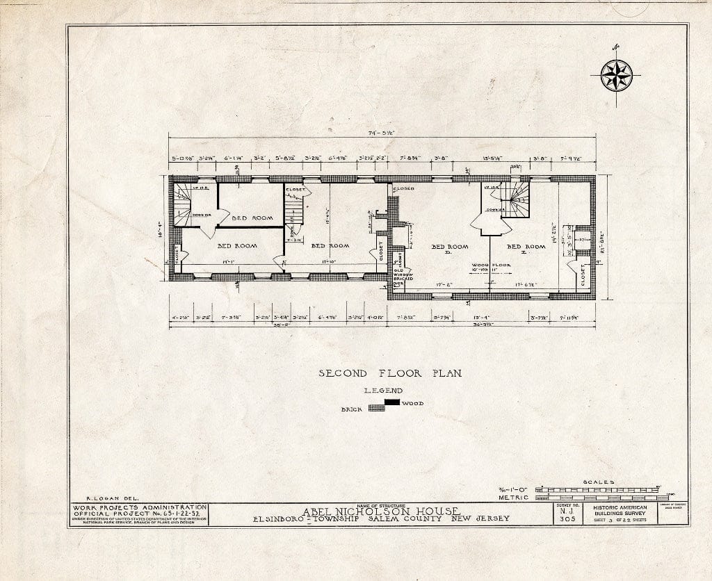Blueprint HABS NJ,17-HANBR.V,3- (Sheet 3 of 22) - Nicholson (ABEL) House, Hancocks Bridge, Salem County, NJ