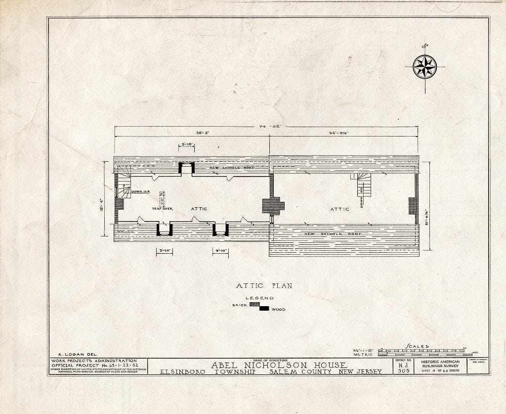 Blueprint HABS NJ,17-HANBR.V,3- (Sheet 4 of 22) - Nicholson (ABEL) House, Hancocks Bridge, Salem County, NJ
