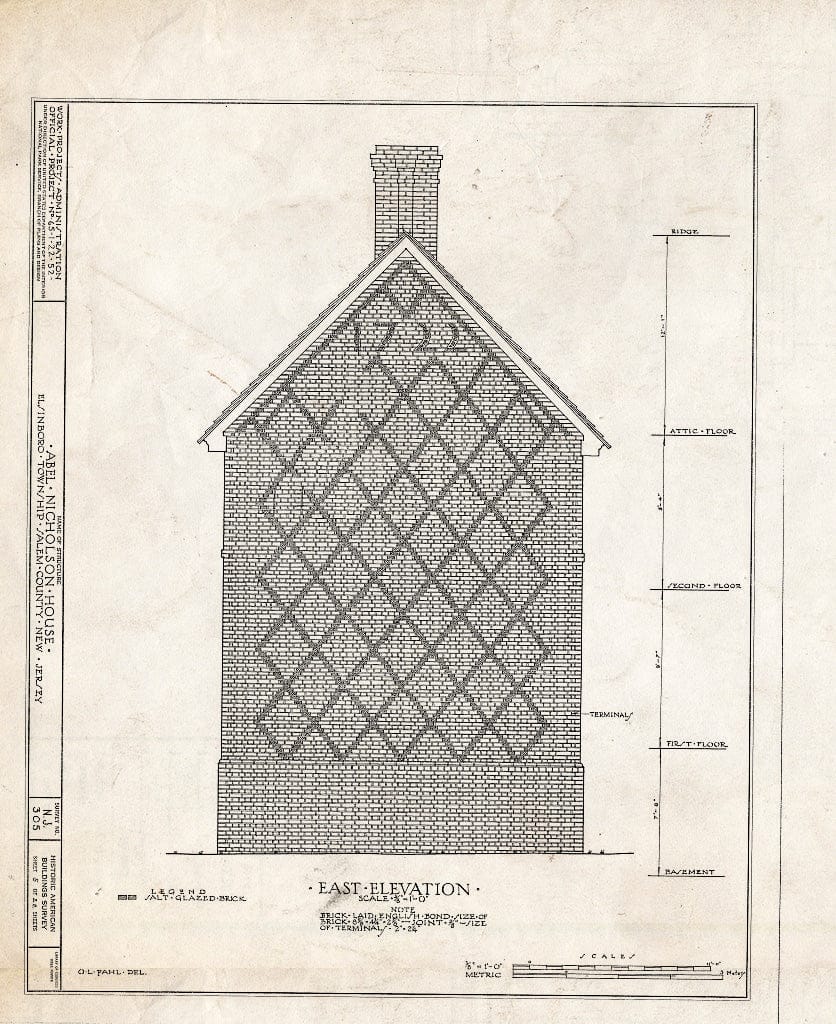 Blueprint HABS NJ,17-HANBR.V,3- (Sheet 5 of 22) - Nicholson (ABEL) House, Hancocks Bridge, Salem County, NJ