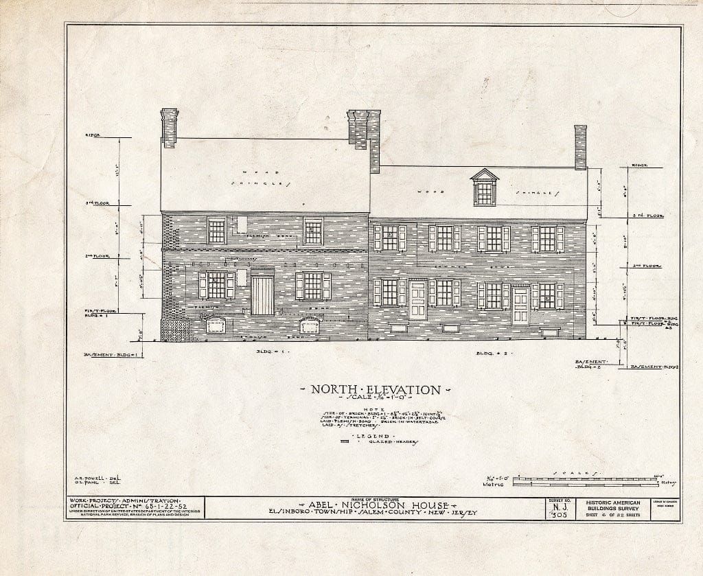Blueprint HABS NJ,17-HANBR.V,3- (Sheet 6 of 22) - Nicholson (ABEL) House, Hancocks Bridge, Salem County, NJ