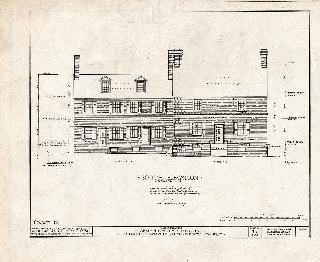 Blueprint HABS NJ,17-HANBR.V,3- (Sheet 7 of 22) - Nicholson (ABEL) House, Hancocks Bridge, Salem County, NJ