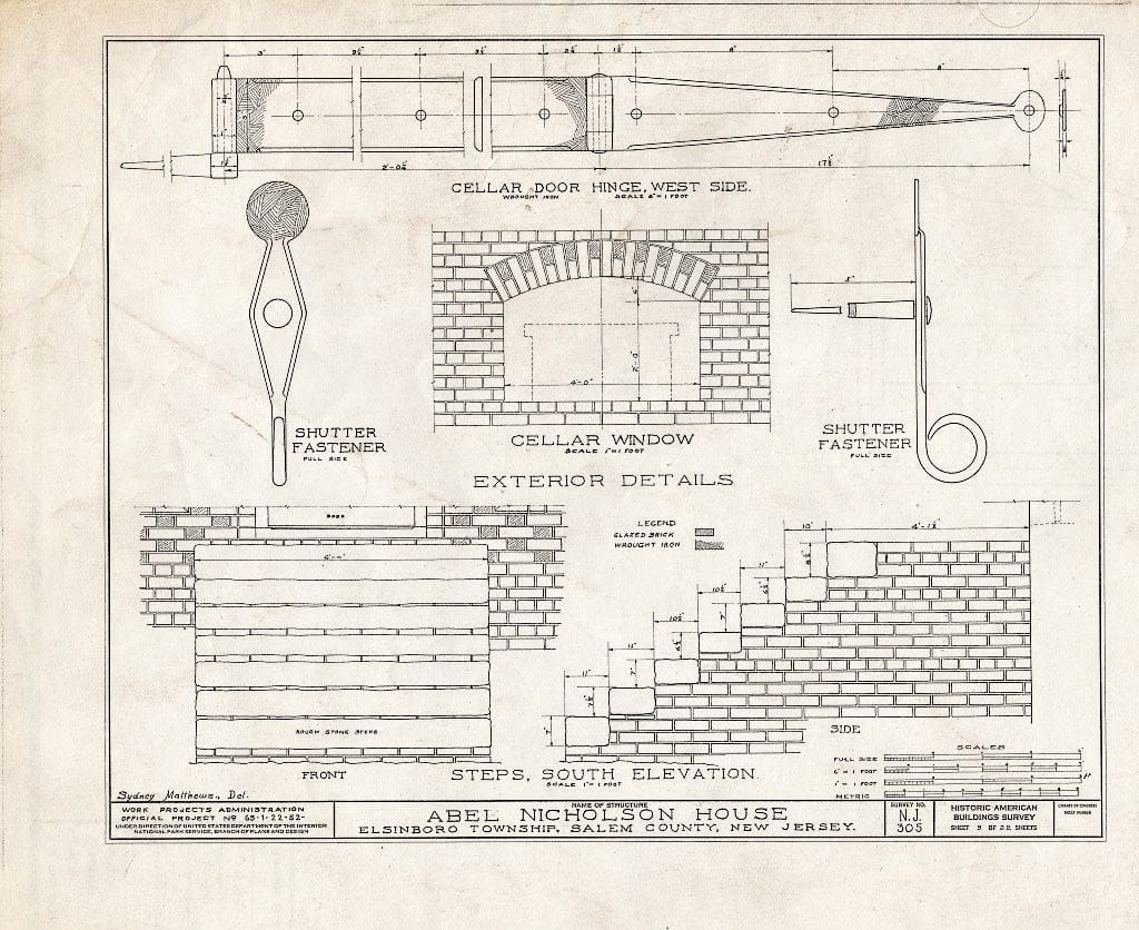 Blueprint HABS NJ,17-HANBR.V,3- (Sheet 9 of 22) - Nicholson (ABEL) House, Hancocks Bridge, Salem County, NJ