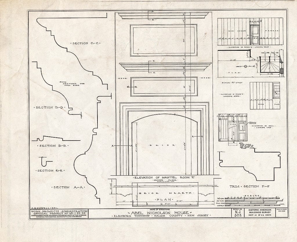 Blueprint HABS NJ,17-HANBR.V,3- (Sheet 15 of 22) - Nicholson (ABEL) House, Hancocks Bridge, Salem County, NJ