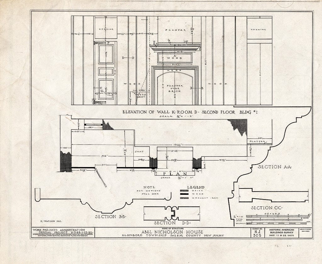 Blueprint HABS NJ,17-HANBR.V,3- (Sheet 16 of 22) - Nicholson (ABEL) House, Hancocks Bridge, Salem County, NJ