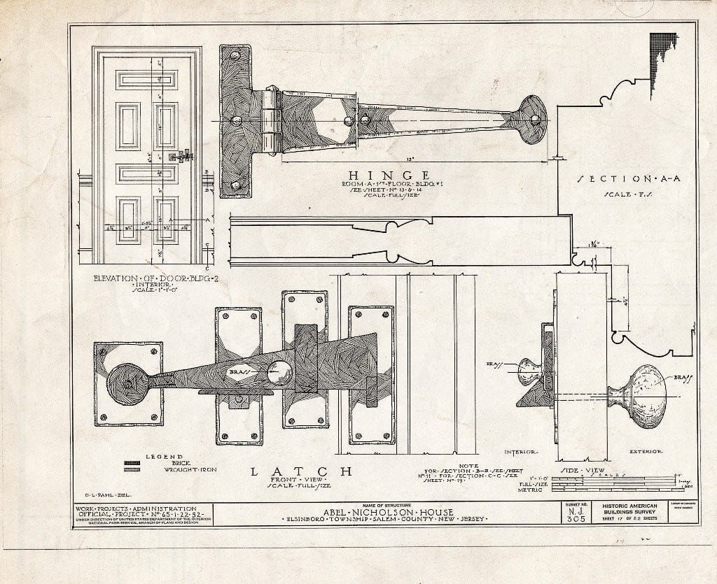 Blueprint HABS NJ,17-HANBR.V,3- (Sheet 17 of 22) - Nicholson (ABEL) House, Hancocks Bridge, Salem County, NJ