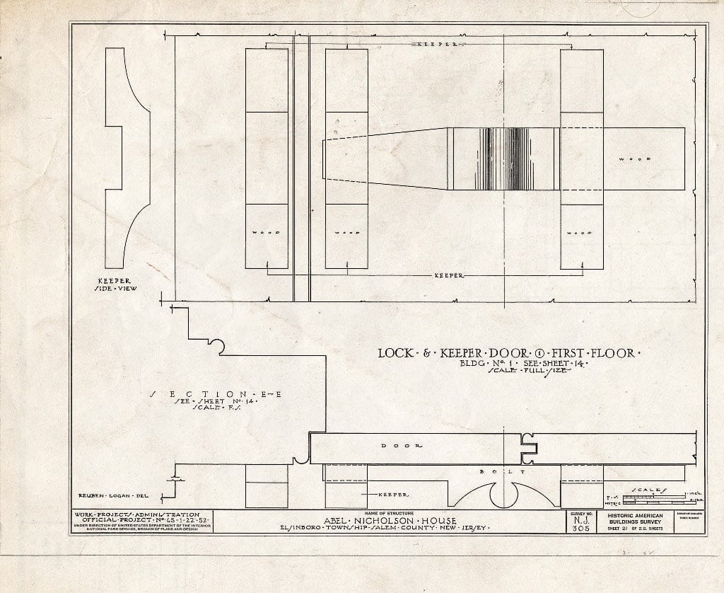 Blueprint HABS NJ,17-HANBR.V,3- (Sheet 21 of 22) - Nicholson (ABEL) House, Hancocks Bridge, Salem County, NJ