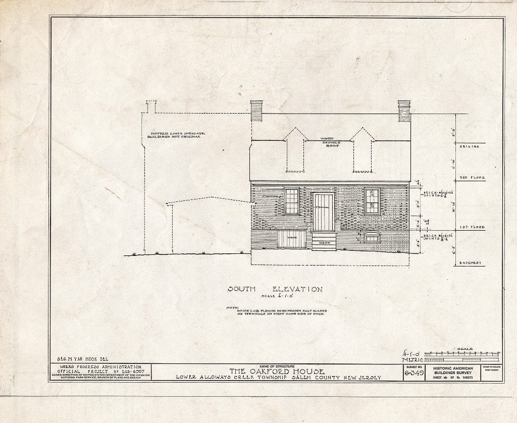 Blueprint HABS NJ,17-HANBR.V,4- (Sheet 4 of 6) - John & Hannah Oakford House, Alloway, Salem County, NJ