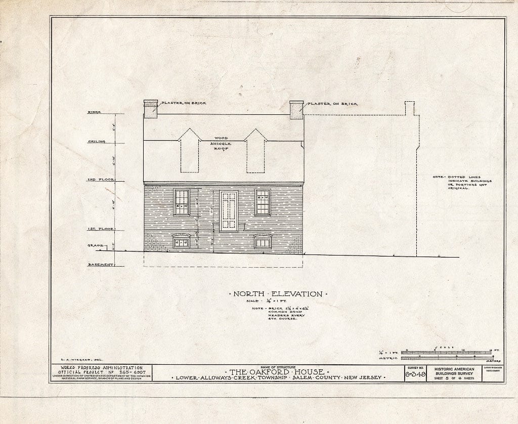 Blueprint HABS NJ,17-HANBR.V,4- (Sheet 5 of 6) - John & Hannah Oakford House, Alloway, Salem County, NJ