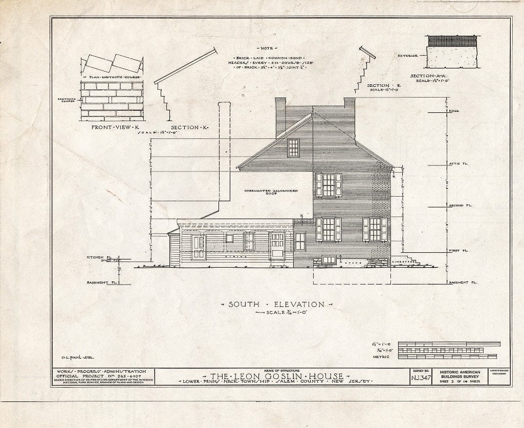 Blueprint HABS NJ,17-HARVI.V,1- (Sheet 2 of 14) - Johnson-Goslin House, Harrisonville, Salem County, NJ