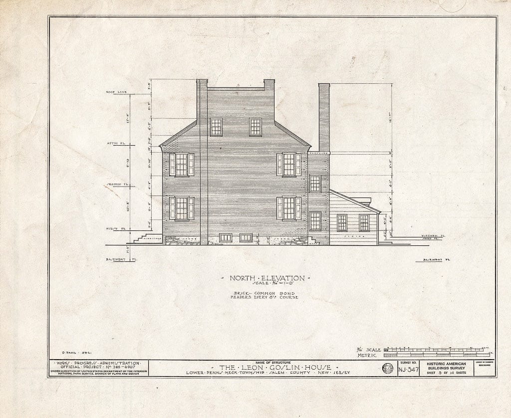 Blueprint HABS NJ,17-HARVI.V,1- (Sheet 3 of 14) - Johnson-Goslin House, Harrisonville, Salem County, NJ