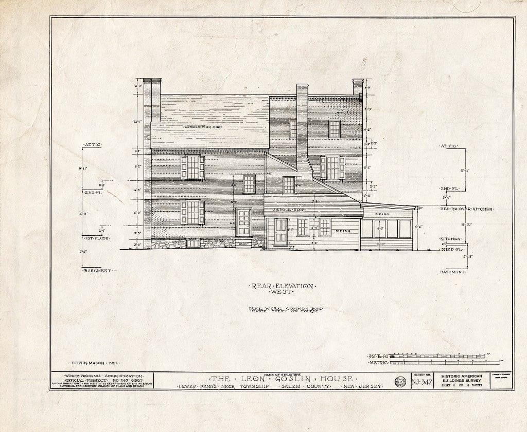 Blueprint HABS NJ,17-HARVI.V,1- (Sheet 4 of 14) - Johnson-Goslin House, Harrisonville, Salem County, NJ