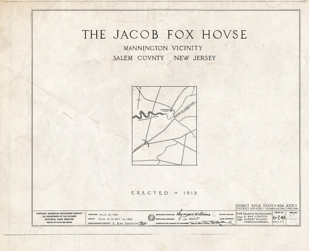 Blueprint HABS NJ,17-MANT.V,1- (Sheet 0 of 9) - Jacob Fox House, Mannington Mills, Salem County, NJ
