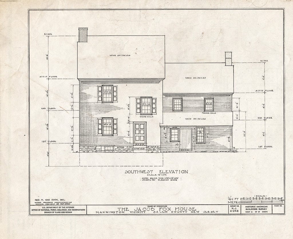 Blueprint HABS NJ,17-MANT.V,1- (Sheet 6 of 9) - Jacob Fox House, Mannington Mills, Salem County, NJ