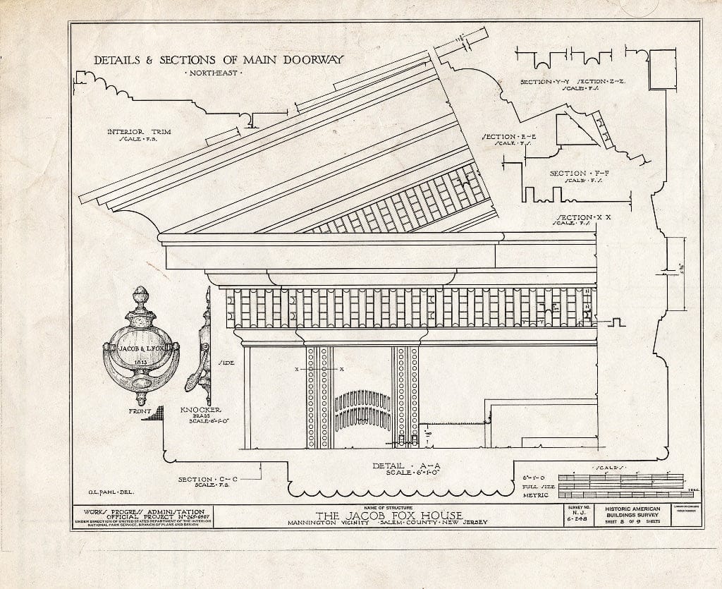 Blueprint HABS NJ,17-MANT.V,1- (Sheet 8 of 9) - Jacob Fox House, Mannington Mills, Salem County, NJ