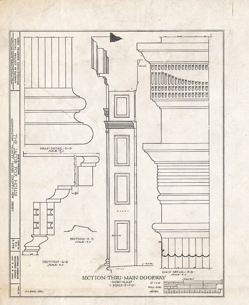 Blueprint HABS NJ,17-MANT.V,1- (Sheet 9 of 9) - Jacob Fox House, Mannington Mills, Salem County, NJ