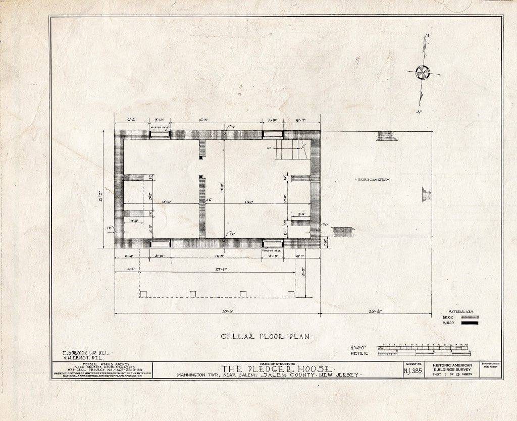Blueprint HABS NJ,17-MANT.V,2- (Sheet 1 of 13) - Pledger House, Salem, Salem County, NJ