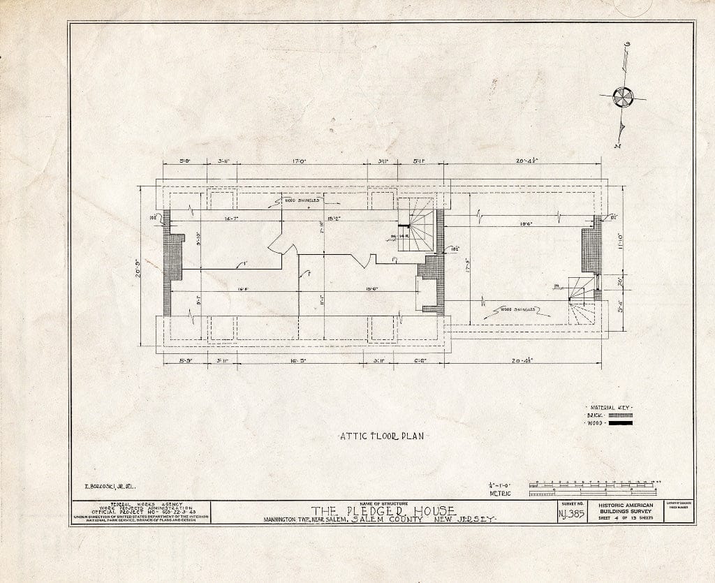 Blueprint HABS NJ,17-MANT.V,2- (Sheet 4 of 13) - Pledger House, Salem, Salem County, NJ